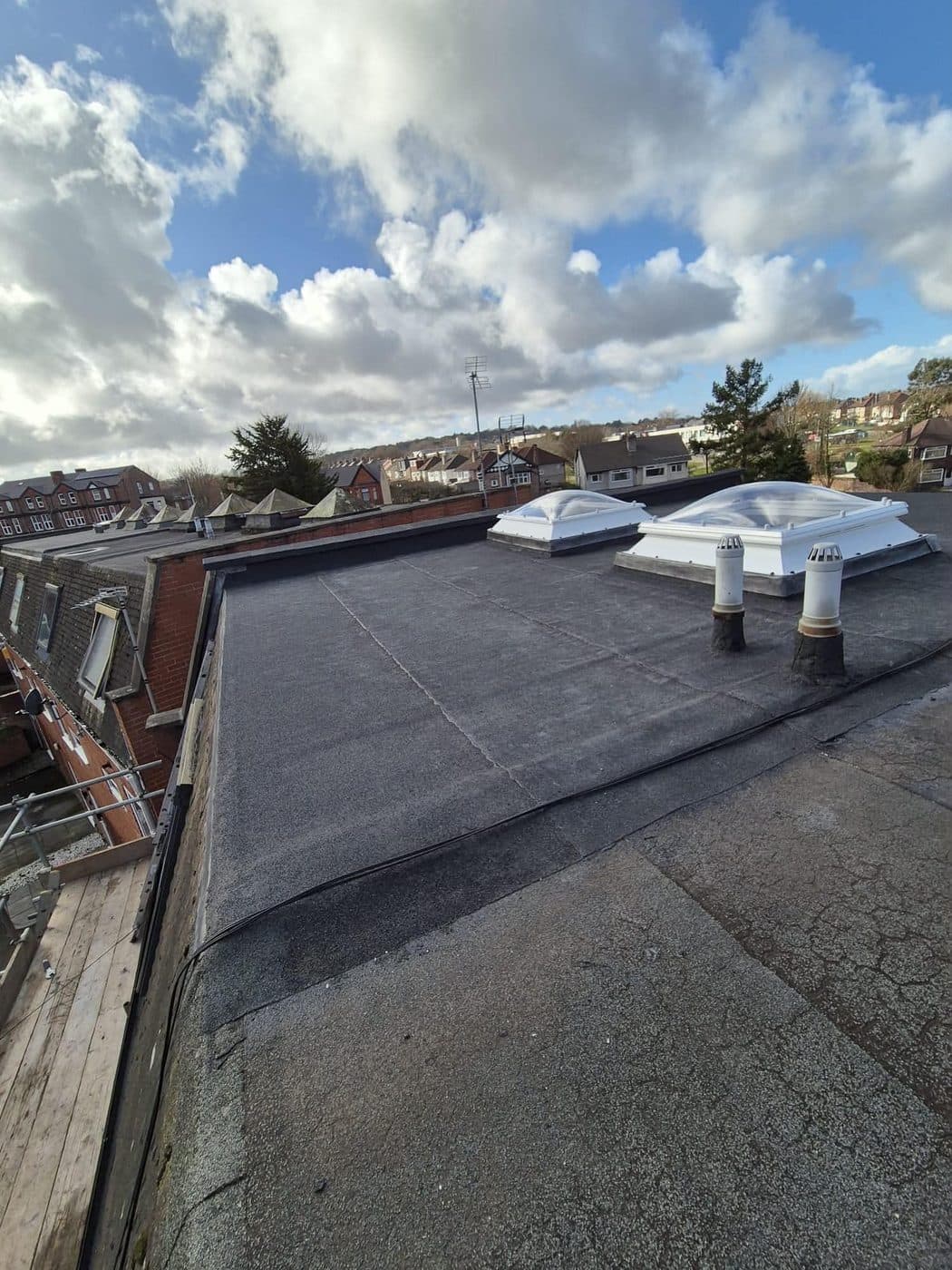 New torch-on mineral felt flat roof with roof lanterns, Rock Ferry